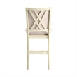 Pemberly Row Wood Counter Chairs in Beige Upholstery (Set of 6)