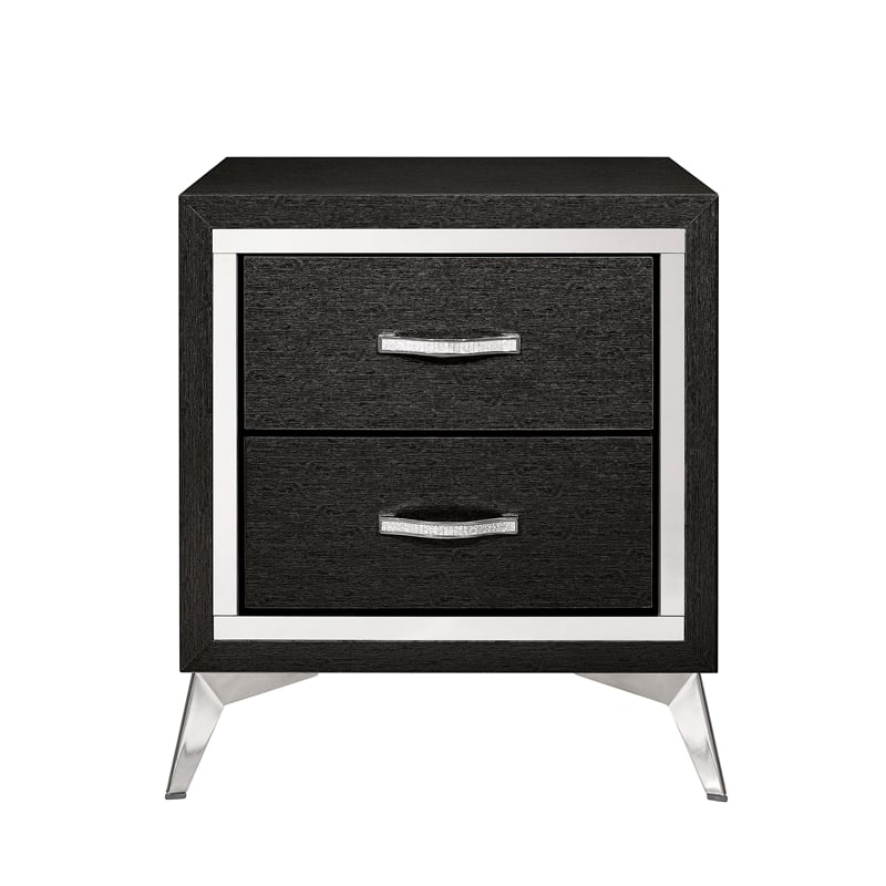 Pemberly Row 3-Piece Wood Bedroom Set with Chest and Nightstands - Black