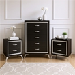 Pemberly Row 3-Piece Wood Bedroom Set with Chest and Nightstands - Black