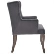 Pemberly Row French Vintage Velvet Dining Armchair in Gray