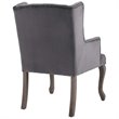 Pemberly Row French Vintage Velvet Dining Armchair in Gray