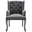 Pemberly Row French Vintage Velvet Dining Armchair in Gray