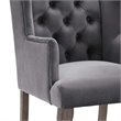 Pemberly Row French Vintage Velvet Dining Armchair in Gray