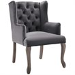Pemberly Row French Vintage Velvet Dining Armchair in Gray