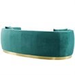 Pemberly Row Curved Velvet Stainless Steel Sofa in Teal Upholstery