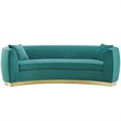Pemberly Row Curved Velvet Stainless Steel Sofa in Teal Upholstery