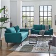 Pemberly Row 2-Piece Fabric Sofa and Loveseat Set in Teal
