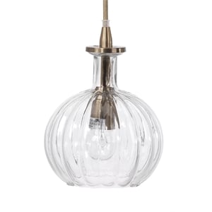 Pemberly Row Sophia Metal Pendant in Antique Brass Finish with Glass Shade