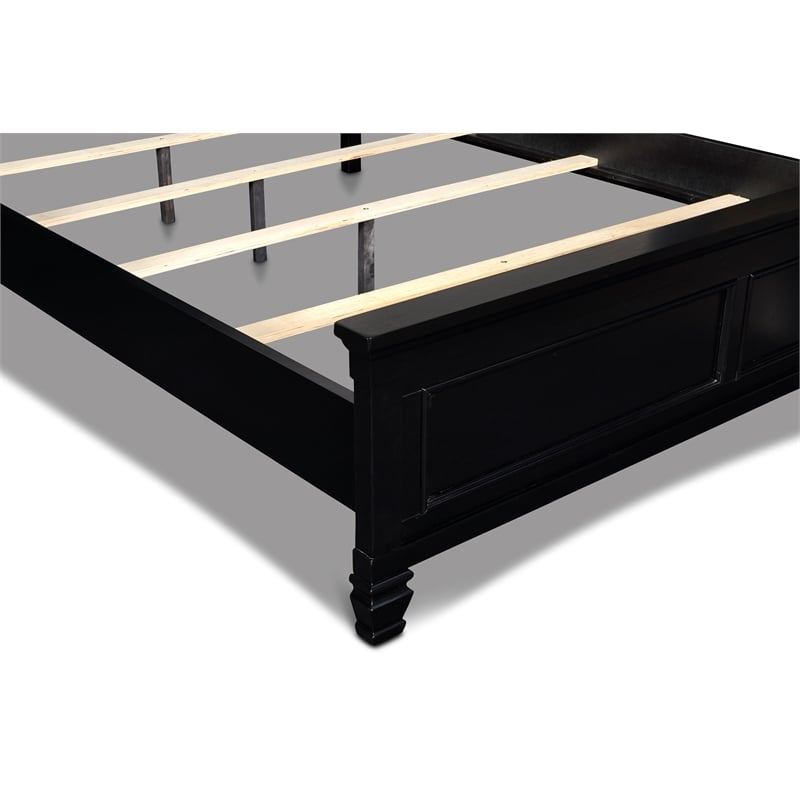 Pemberly Row Wood California King Panel Bed in Black Finish