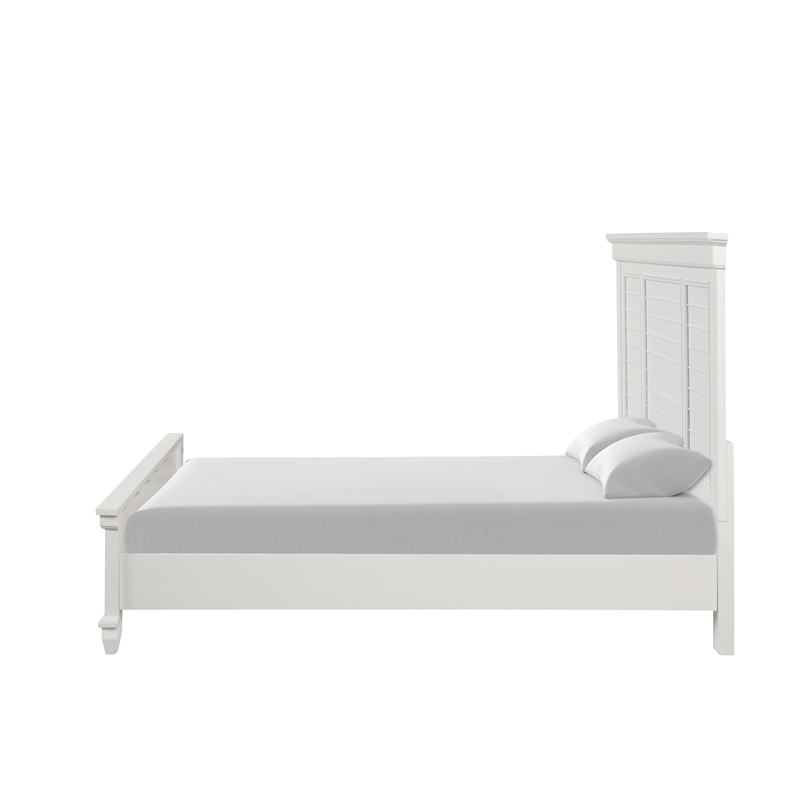 Pemberly Row Jamestown Solid Wood King Panel Bed in White Brushed Finish