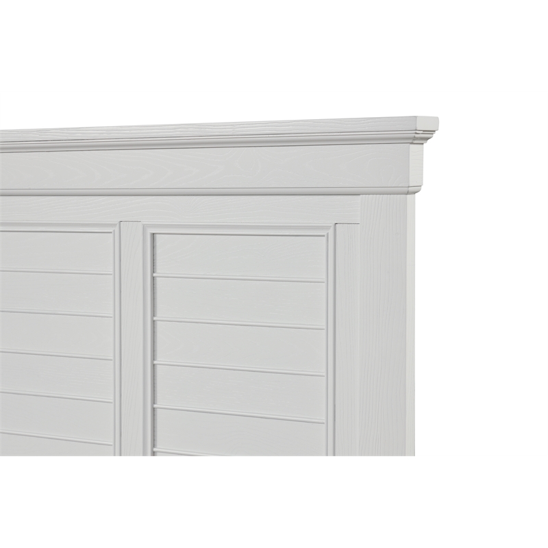 Pemberly Row Jamestown Solid Wood King Panel Bed in White Brushed Finish