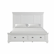 Pemberly Row Solid Wood Queen Bed in White Brushed Finish