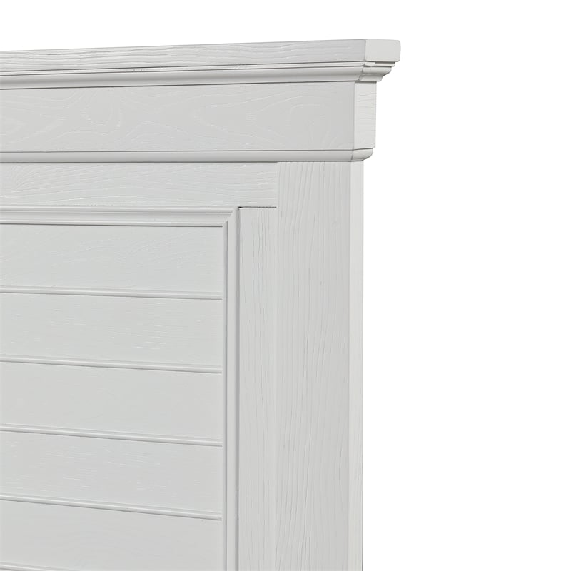 Pemberly Row Solid Wood Queen Bed in White Brushed Finish