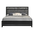 Pemberly Row Rubberwood Queen Panel Bed in Sleek Black Finish