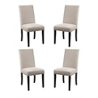 Pemberly Row Solid Rubberwood Dining Chairs in Beige Fabric (Set of 4)