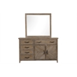 Pemberly Row Tybee Pine Wood 5-Drawer Dresser with Mirror in Sand Finish