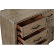 Pemberly Row Tybee Pine Wood 5-Drawer Dresser with Mirror in Sand Finish