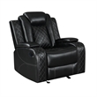 Pemberly Row Faux Leather Glider Recliner in Black