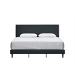 Pemberly Row King Platform Bed in Faux Leather Black with Adjustable Headboard