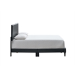 Pemberly Row King Platform Bed in Faux Leather Black with Adjustable Headboard