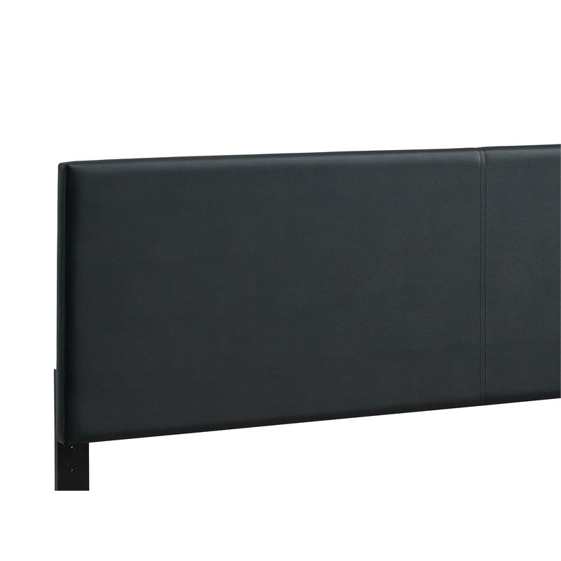 Pemberly Row King Platform Bed in Faux Leather Black with Adjustable Headboard