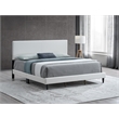 Pemberly Row King Platform Bed in Faux Leather White with Adjustable Headboard