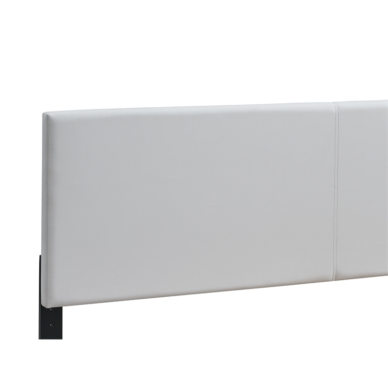 Pemberly Row King Platform Bed in Faux Leather White with Adjustable Headboard