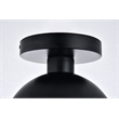 Pemberly Row Eclipse 1-Light Metal and Glass Flush Mount in Black Clear