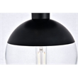 Pemberly Row Eclipse 1-Light Metal and Glass Flush Mount in Black Clear