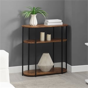 Pemberly Row Simon 3-Tier Oval Entryway Table in Walnut Wood Finish