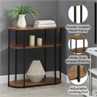 Pemberly Row Simon 3-Tier Oval Entryway Table in Walnut Wood Finish
