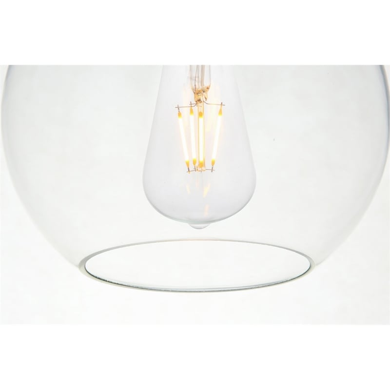 Pemberly Row Baxter 5-Light Pendant Lamp in Chrome Metal and Clear Glass