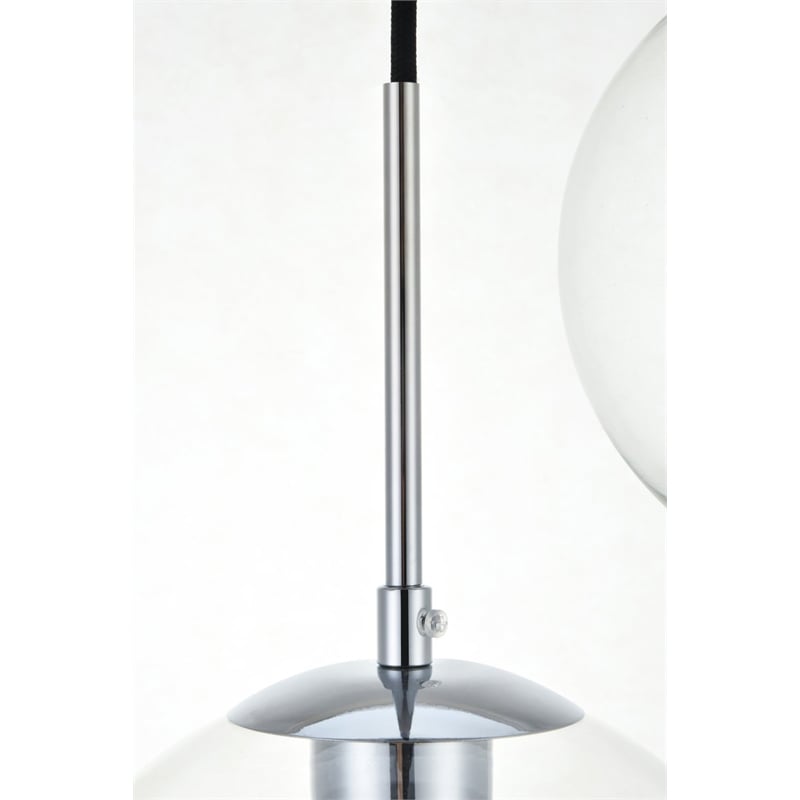 Pemberly Row Baxter 5-Light Pendant Lamp in Chrome Metal and Clear Glass