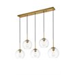 Pemberly Row 5-Light Metal and Glass Pendant in Brass and Clear