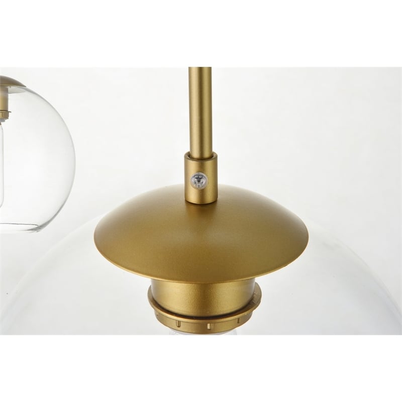 Pemberly Row 5-Light Metal and Glass Pendant in Brass and Clear