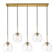 Pemberly Row 5-Light Metal and Glass Pendant in Brass and Clear