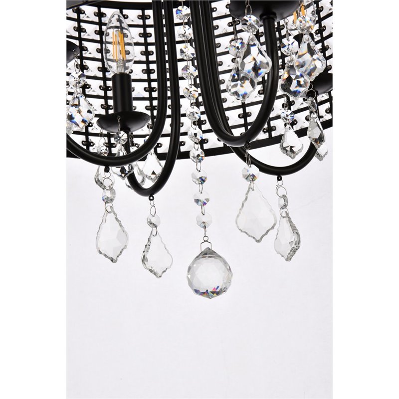 Pemberly Row 4-Light Transitional Flush Mount Iron and Crystal Black