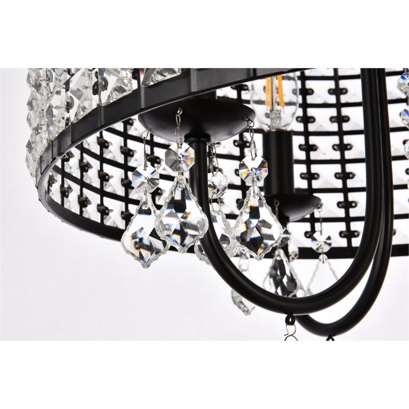 Pemberly Row 4-Light Transitional Flush Mount Iron and Crystal Black