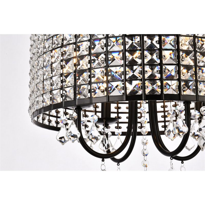 Pemberly Row 4-Light Transitional Flush Mount Iron and Crystal Black