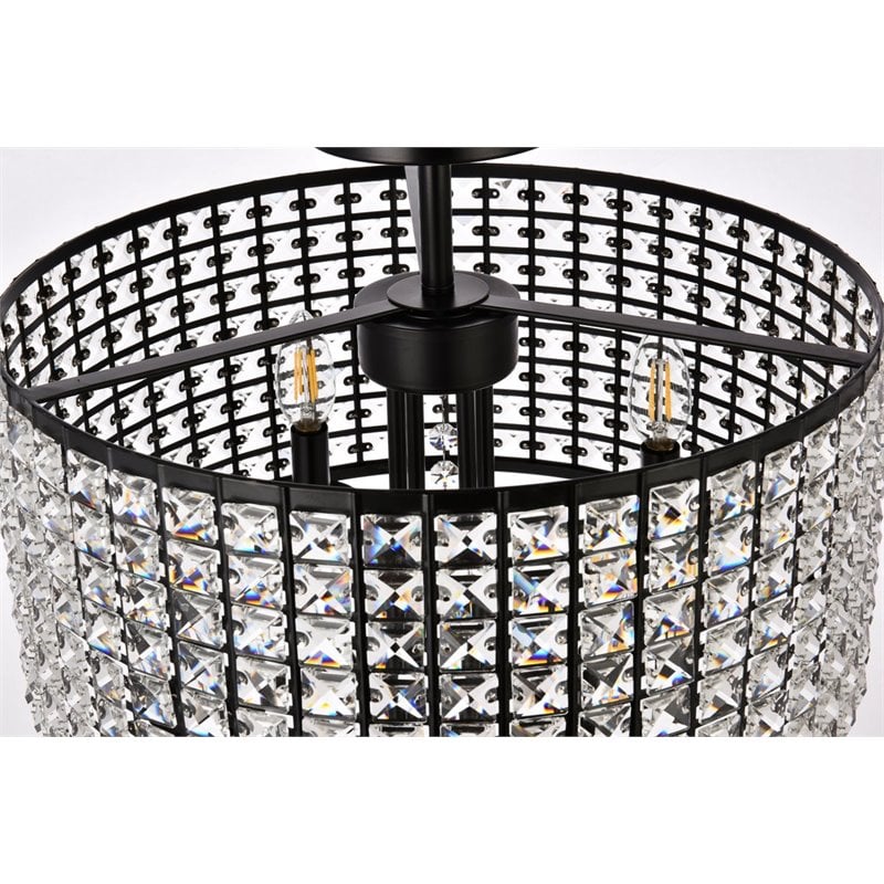 Pemberly Row 4-Light Transitional Flush Mount Iron and Crystal Black