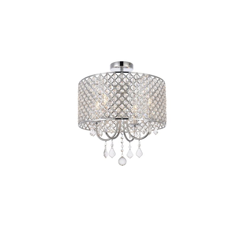 Pemberly Row 4-Light Transitional Flush Mount Iron and Crystal Chrome