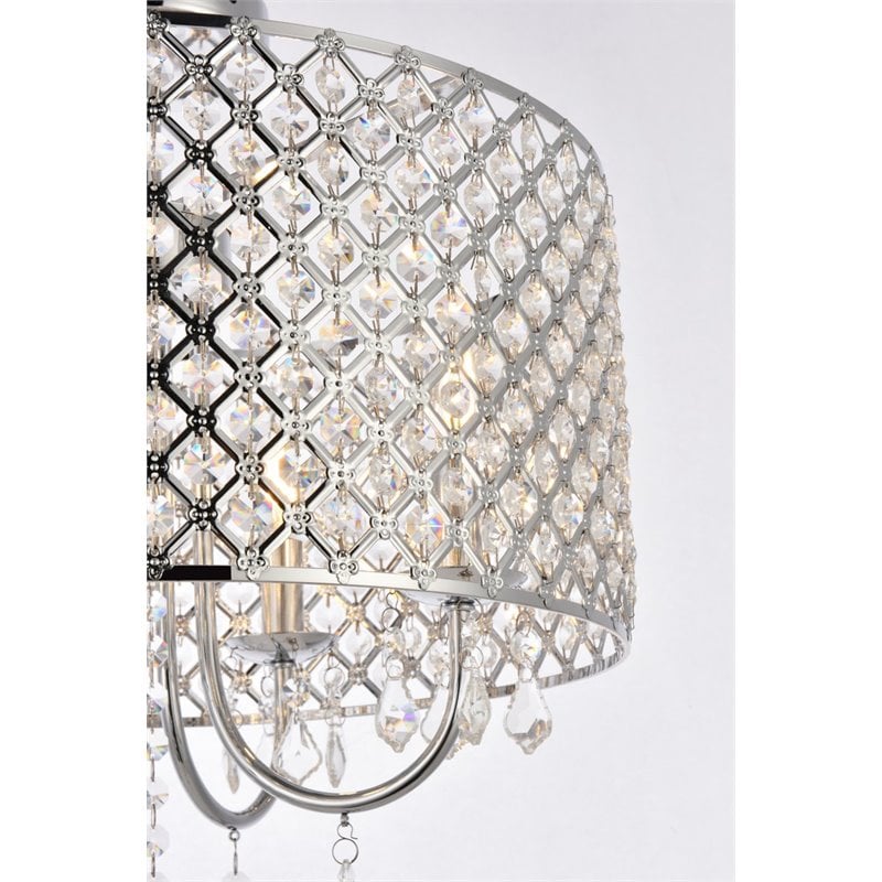 Pemberly Row 4-Light Transitional Flush Mount Iron and Crystal Chrome