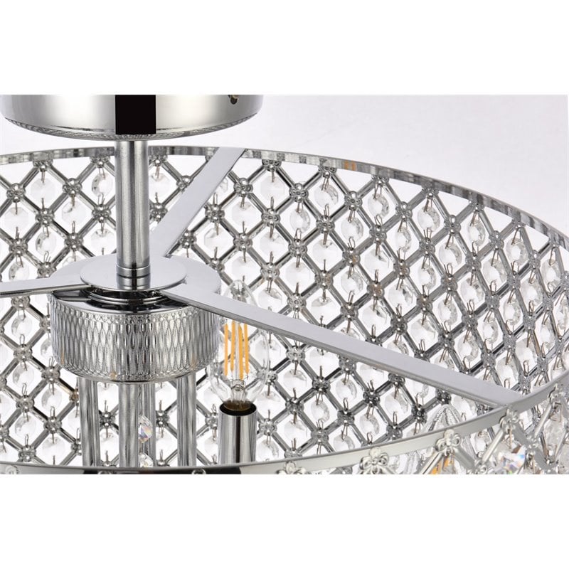 Pemberly Row 4-Light Transitional Flush Mount Iron and Crystal Chrome