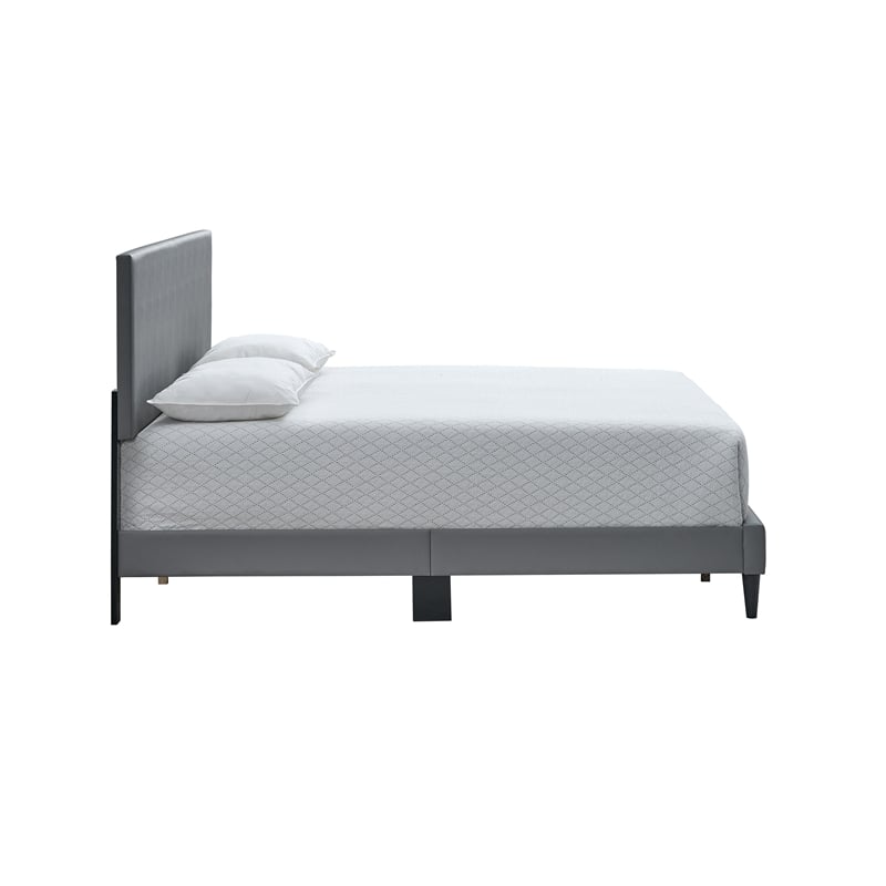 pemberly row modern faux leather king platform bed in grey