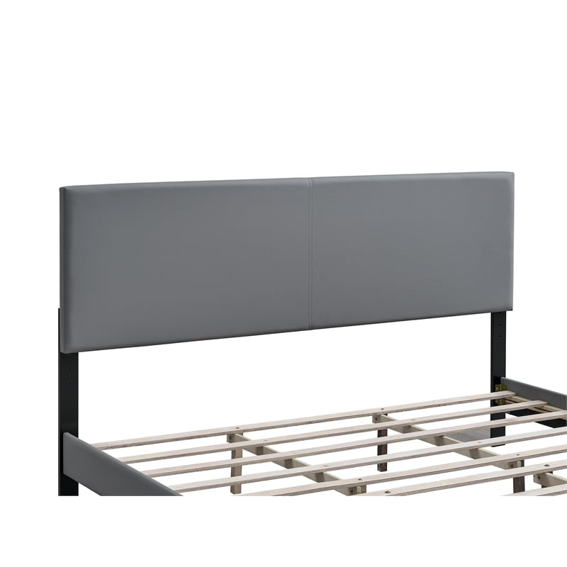 pemberly row modern faux leather king platform bed in grey