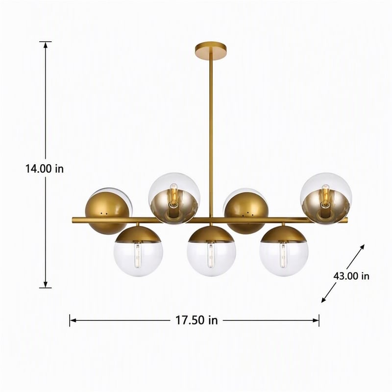 Pemberly Row Eclipse Metal and Glass Pendant Lamp in Brass and Clear