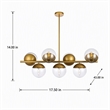 Pemberly Row Eclipse Metal and Glass Pendant Lamp in Brass and Clear
