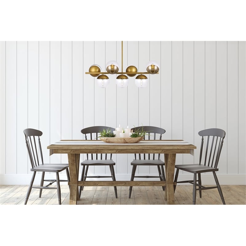 Pemberly Row Eclipse Metal and Glass Pendant Lamp in Brass and Clear