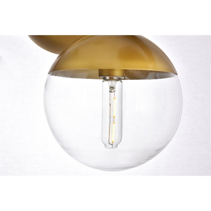 Pemberly Row Eclipse Metal and Glass Pendant Lamp in Brass and Clear