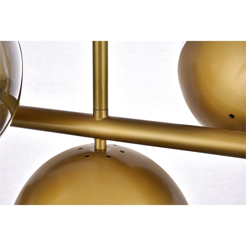 Pemberly Row Eclipse Metal and Glass Pendant Lamp in Brass and Clear